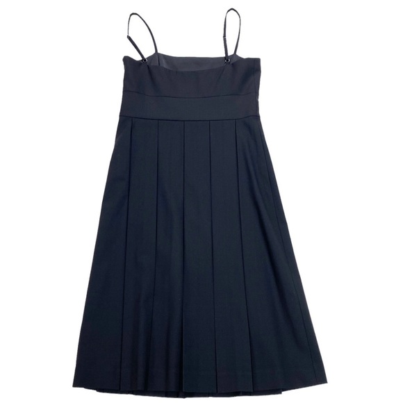 THEORY Wool Strap Shoulder Pleated Midi Dress In Black Style: Raquel - Picture 8 of 9